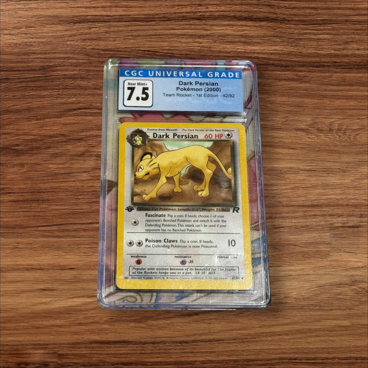 Dark Persian (Team Rocket 1st Edition #42/82), CGC 7.5